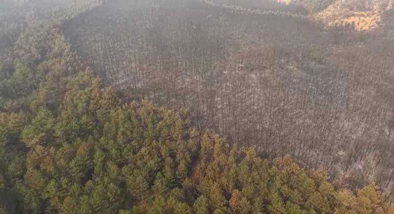 Bursadaki orman yangını 4üncü gününde; yanan alanlar dronla görüntülendi