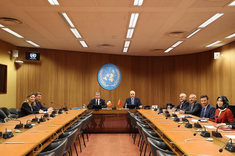 TBMM Başkanı Kurtulmuş, Moldova Parlamento Başkanı Grosu ile bir araya geldi