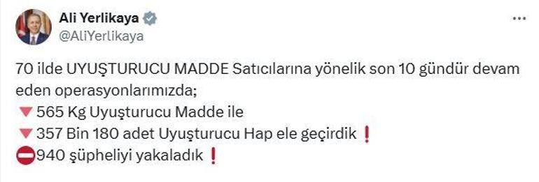 70 ilde uyuşturucu operasyonu: 940 gözaltı