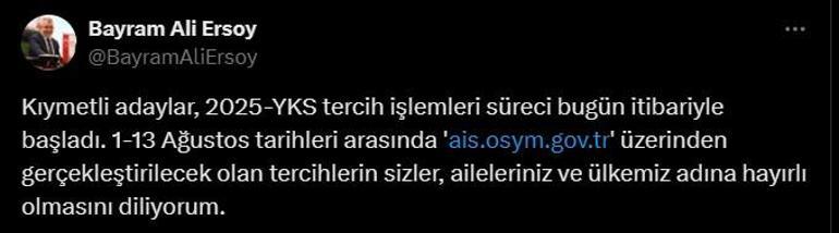 2025-YKS tercih işlemleri başladı