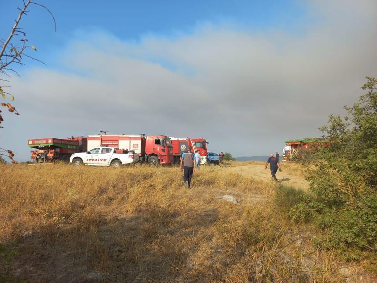 Balıkesirde tarım arazisinde çıkan yangın kontrol altında