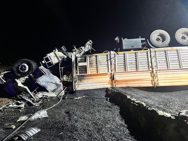 Mardinde, devrilerek alev alan TIR’ın şoförü yanarak öldü