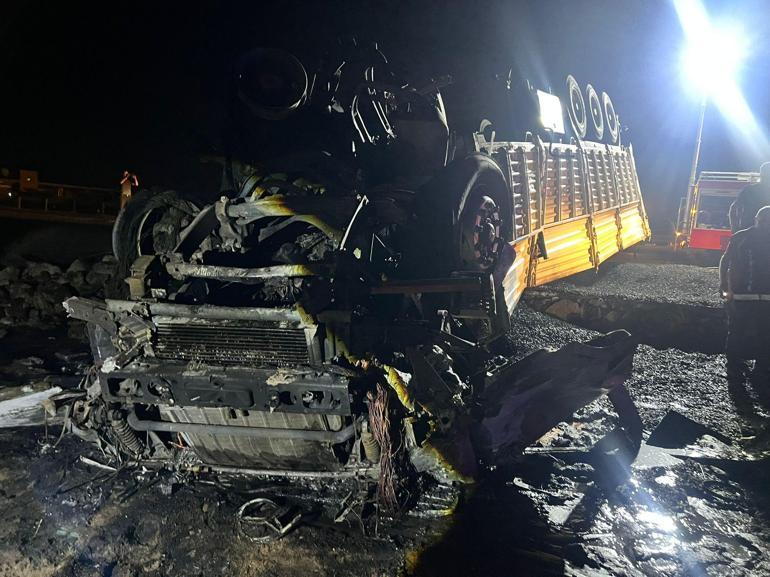 Mardinde, devrilerek alev alan TIR’ın şoförü yanarak öldü