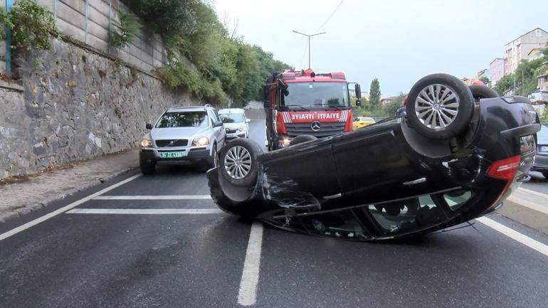 Sarıyer’de refüje vuran otomobil takla attı; sürücü yaralandı