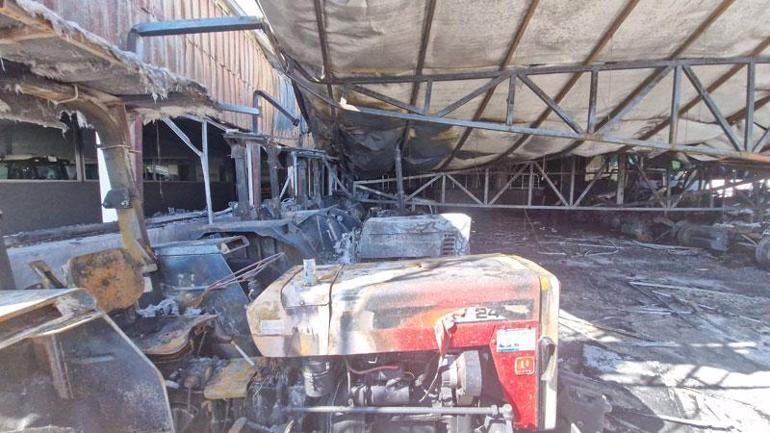 Diyarbakırdaki yangında 3 dükkan ile 22 traktör yandı
