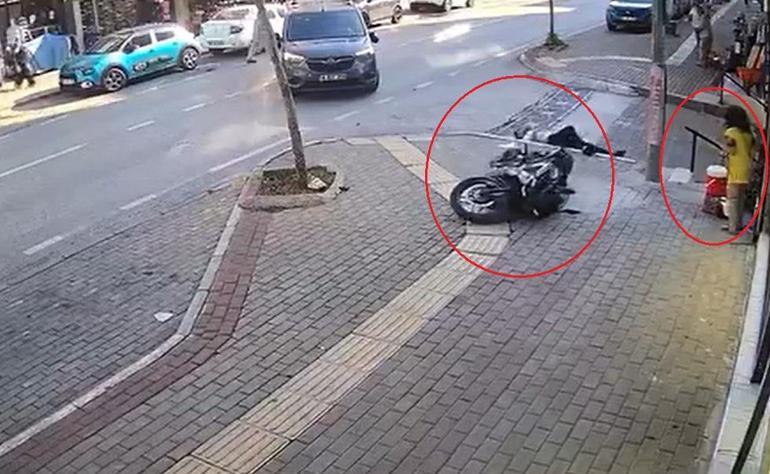 Sinyal vermeden dönen hafif ticari araca çarpan motosikletin sürücüsü yaralandı