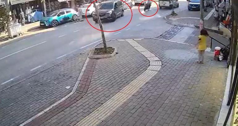 Sinyal vermeden dönen hafif ticari araca çarpan motosikletin sürücüsü yaralandı