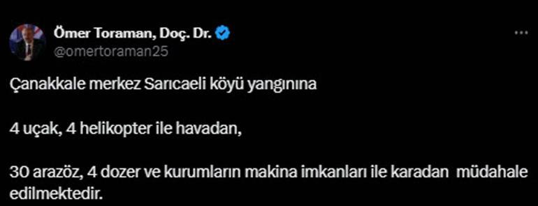 Çanakkalede orman yangını