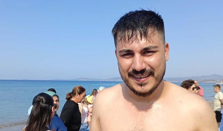 Kına geleneği için davul ve zurna eşliğinde plaja geldiler; damat denize atıldı