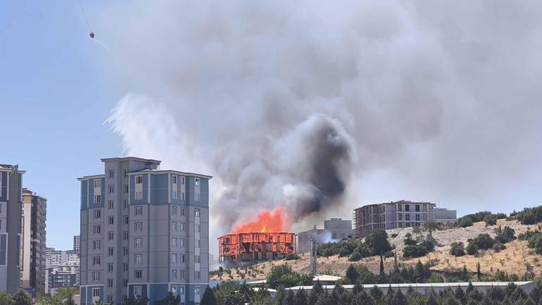 Kahramanmaraşta lojman inşaatında yangın