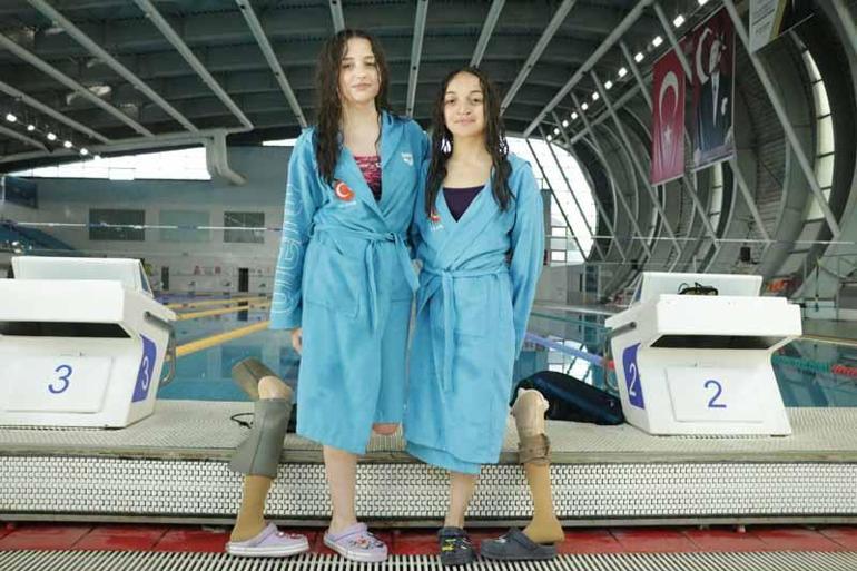 Tek bacakla yüzmede Avrupa ikincisi olan İrem ve Melisa’nın hedefi olimpiyatlar