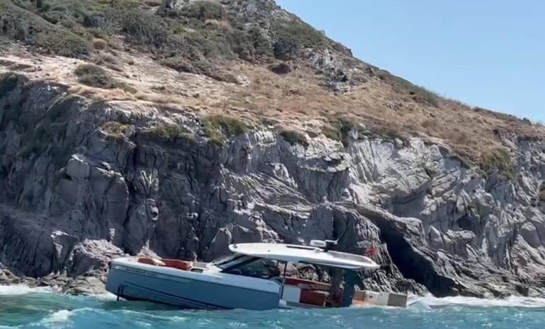 Bodrumda arıza yapan tekne karaya oturdu, 3 kişi kurtarıldı