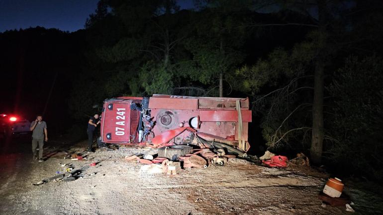 Yangın dönüşü arazöz devrildi; 2 işçi yaralandı