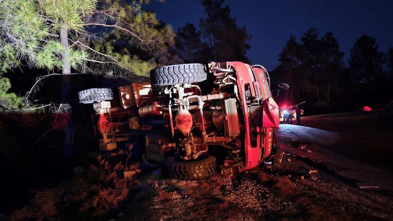 Yangın dönüşü arazöz devrildi; 2 işçi yaralandı