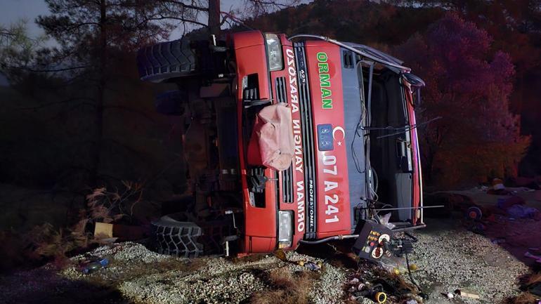 Yangın dönüşü arazöz devrildi; 2 işçi yaralandı