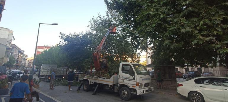 Balıkesirde kuvvetli rüzgar, 4 tonluk su deposunu caddeye uçurdu