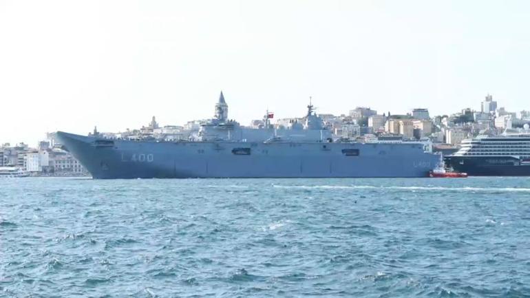 Çanakkaleden yola çıkan TCG Anadolu, İstanbula ulaştı