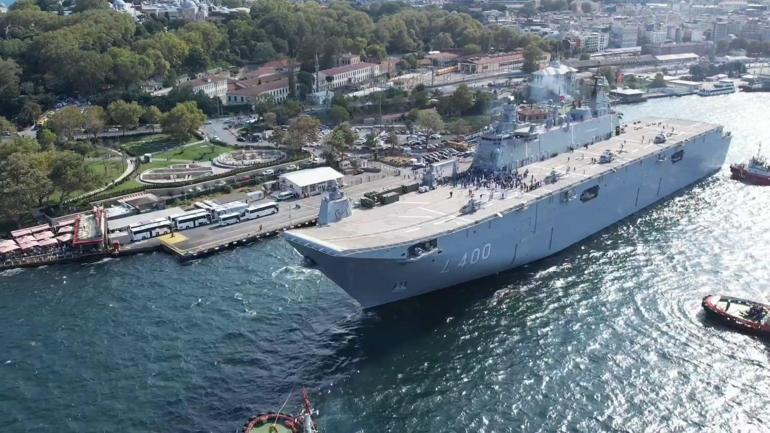 Çanakkaleden yola çıkan TCG Anadolu, İstanbula ulaştı