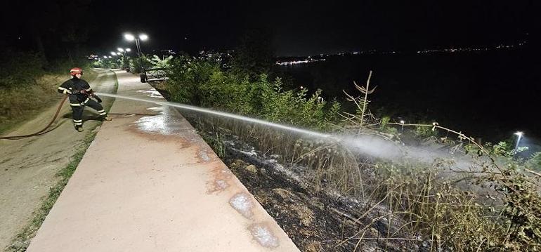 Meşaleli kutlama otluk alanı yaktı