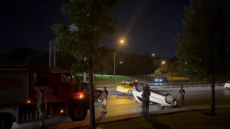 Şişlide kaldırıma çıkan otomobil takla attı; sürücü yara almadan kurtuldu