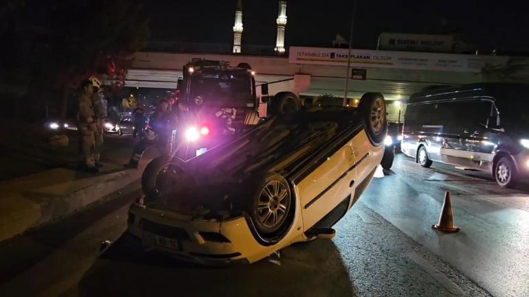 Şişlide kaldırıma çıkan otomobil takla attı; sürücü yara almadan kurtuldu