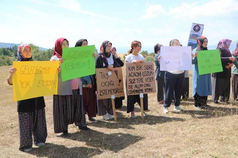 Boluda köylülerden taş ocağı eylemi