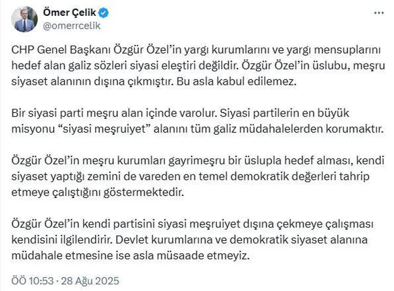 AK Partili Çelik: Özgür Özelin üslubu, meşru siyasetin dışına çıkmıştır