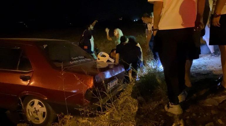 Tartıştığı damadının otomobiliyle kaçarken tarlaya uçtu