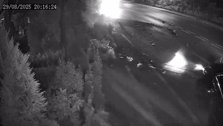 Sarıyer’de, alkollü sürücünün karıştığı kaza kamerada