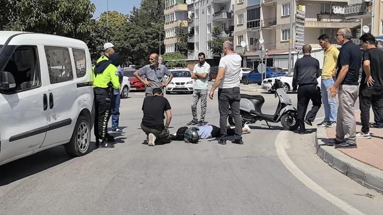 Hafif ticari araçla çarpışan motosikletin sürücüsü yaralandı