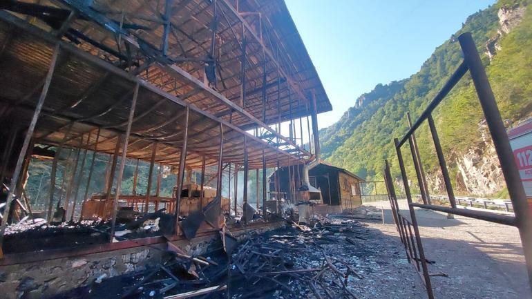 Giresunda sosyal tesislerde yangın; restoran ile kafe yandı