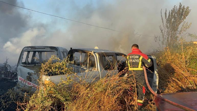 Yediemin deposunda yangın; 5 otomobil ve 30 motosiklet zarar gördü
