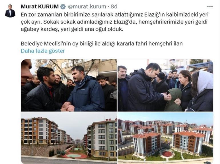 Elazığdan Bakan Kuruma Fahri Hemşehrilik Beratı