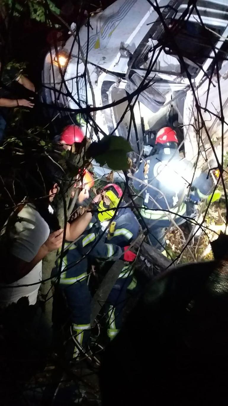 Kocaelide şarampole yuvarlanan meyve yüklü kamyonun şoförü ağır yaralandı