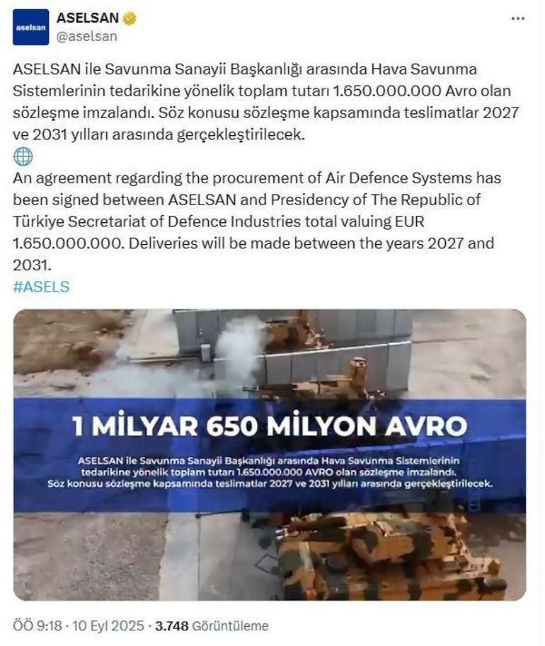 SSB ve ASELSANdan 1,6 milyar avroluk tedarik sözleşmesi