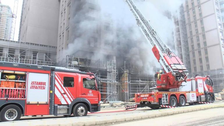 Kadıköyde inşaat halindeki 20 katlı rezidansta çıkan yangın söndürüldü
