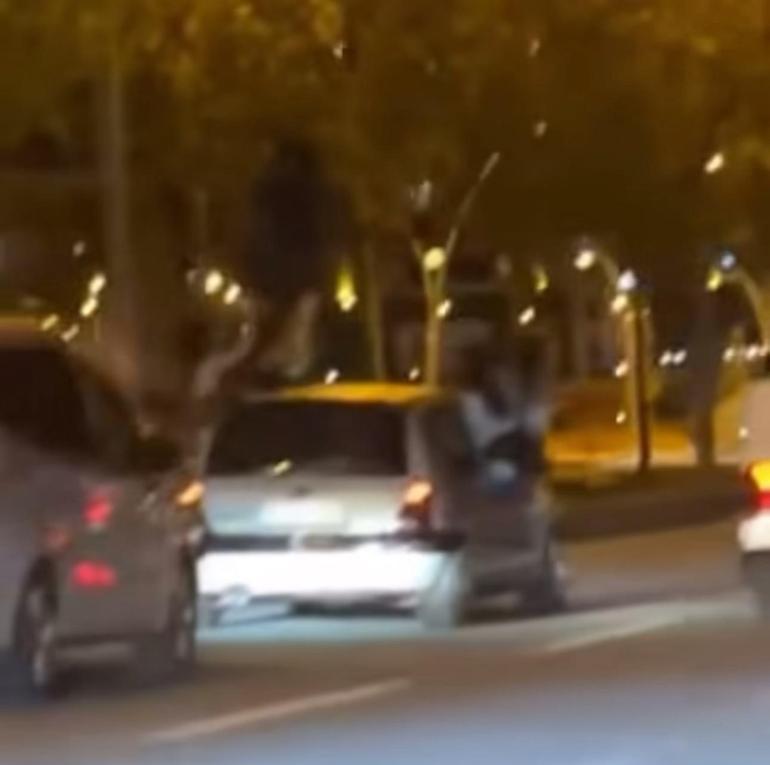 Otomobilde tehlikeli yolculuk kamerada