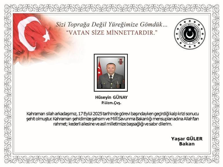 Görevi başında kalp krizi geçiren uzman çavuş şehit oldu