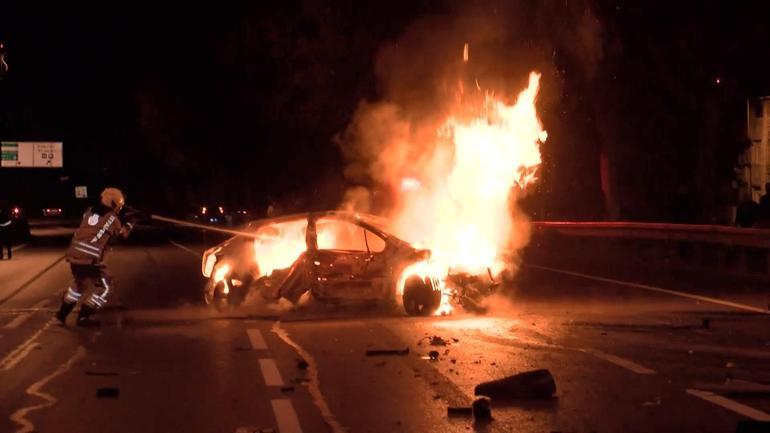 Esenlerde takla atan otomobil alev aldı: 5 yaralı