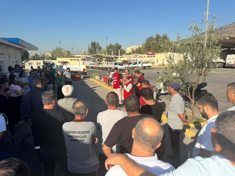 Karşıyaka Belediyesi işçilerinden iş bırakma eylemi