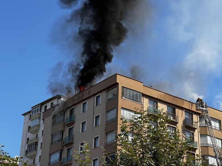 8 katlı binanın çatısında çıkan yangın söndürüldü
