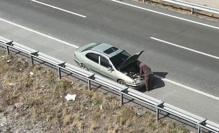 Polisi görünce arıza yaptığı gerekçesiyle aracını emniyet şeridine çekti, ehliyetsiz çıktı