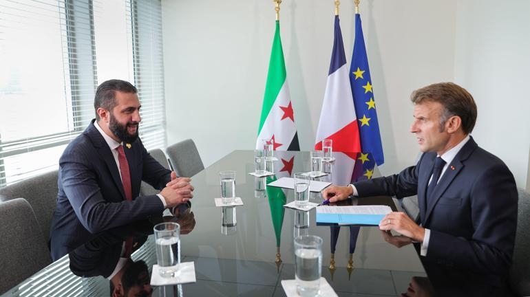 Suriye Cumhurbaşkanı Şara, Fransa Cumhurbaşkanı Macron ile görüştü