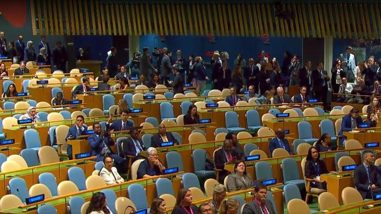 Netanyahu, BM Genel Kurulundaki konuşması sırasında protesto edildi