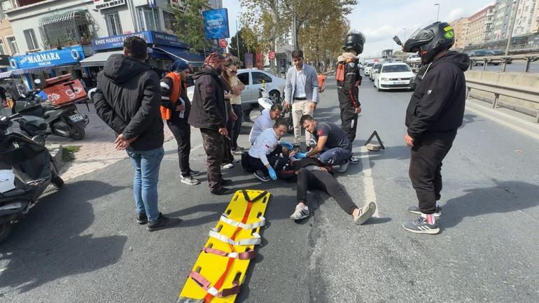 Avcılarda motosikletli kurye otomobile çarptı