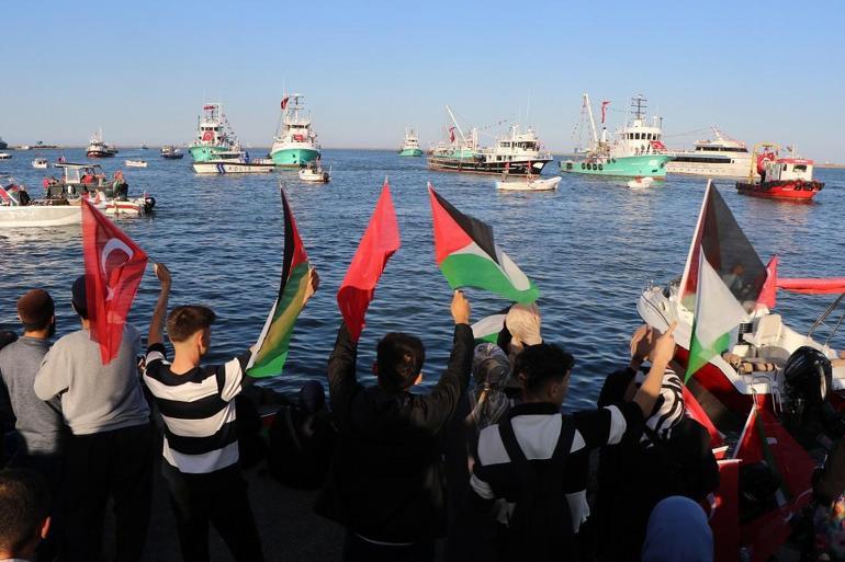 Samsun’da Filistin’e destek için tekneler kortej oluşturdu