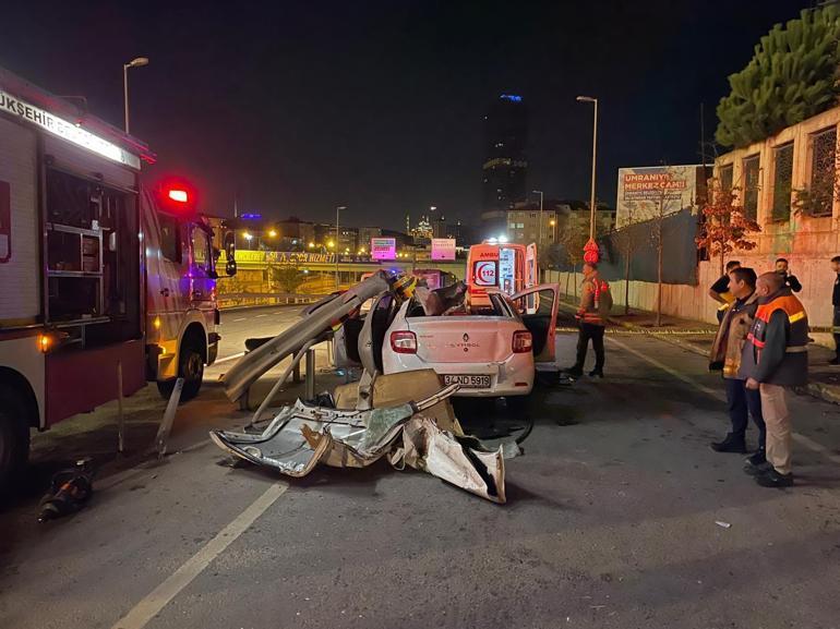 Ümraniye’de otomobil bariyere çarptı: 1 ölü, 1 ağır yaralı