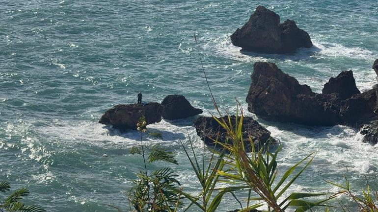 Kayalıkta mahsur kaldı, ekipleri beklemeden yüzerek kıyıya çıktı