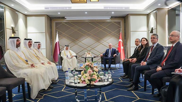 TBMM Başkanı Kurtulmuş, Katar Devleti Şura Meclisi Başkanı Ghanim ile görüştü