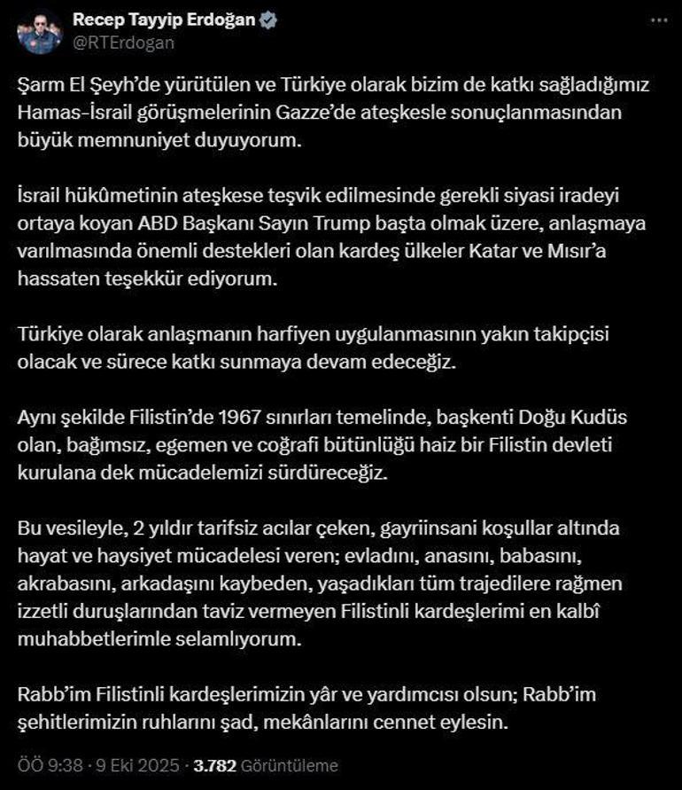 Cumhurbaşkanı Erdoğan: Sürece katkı sunmaya devam edeceğiz
